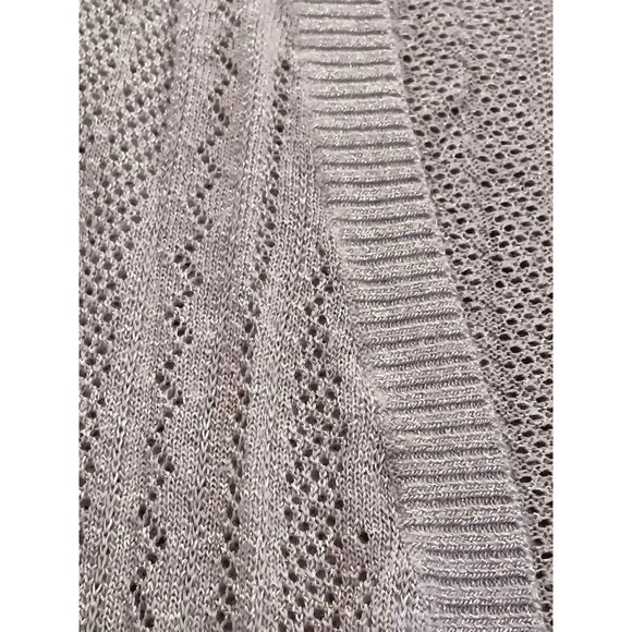 Xhilaration Silver Gray Metallic Knit Open Front Cap Sleeve Sweater Top Size XXL - Picture 3 of 8